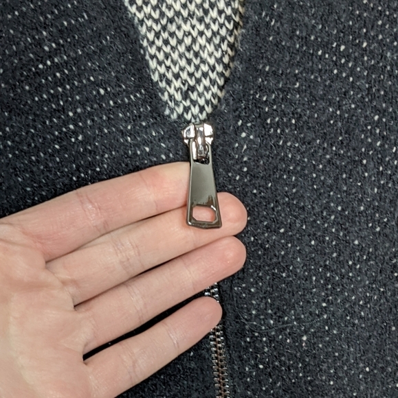 Zara Knit Wool Blend Long Maxi Cardigan Twisted Visible Seam with Zipper Size S - Picture 7 of 16